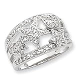 Sterling Silver CZ Star Ring - Size 6