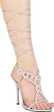 Women's 4.5 Inch Heel Wrap-Up Rhinestone Sandal