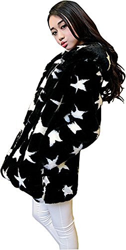 コート ジャケット フェイクファー 星模様 スター フード付き もこもこ アウター キュート エレガンス カジュアル レディース 秋物 冬物 可愛いスカーフ付き R428