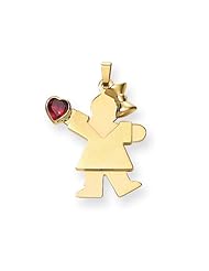 14k Yellow Gold Girl with CZ January Birthstone Charm. Metal Wt- 1.95g