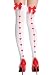 White Thigh Hi Stockings Red HEARTS Back Seam Satin Bows