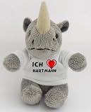 Produkt-Bild: Pl&uuml;sch Nashorn Schl&uuml;sselhalter mit T-shirt mit Aufschrift Ich liebe Hartmann