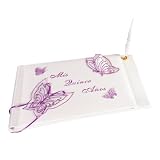 Satin Butterfly Guest Book - Lavender