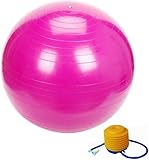Gym Master Fitness Ball in Pink 24in/60cm Diameter for Pilates Exercise, Yoga, etc.; Includes 1x Ball 24 in / 60 cm dia. + 1x Pump