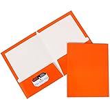 JAM Paper&reg; (9 1/2 x 11 1/2) Two Pocket Glossy Presentation Folder - Orange - 100 per box