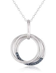 Sterling Silver and Diamond Accent Two-Tone Circle Pendant Necklace (0.03 cttw, I2-I3 Clarity), 18"