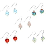 Murano Glass Millefiori Flower Sterling Silver .925 Disc Earrings Set
