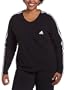 adidas Women's 3-Stripes Long-Sleeve Top, Black/White/White, XX-Large
