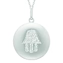 14K White Gold Diamond Chamsa (Hand) Disc Pendant