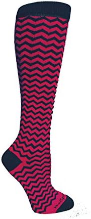 Chevron Over the Calf Socks (Black/Scarlet, Small)