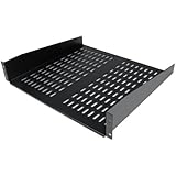 StarTech.com 2U 19-Inch 50lbs / 22kg Universal Vented Rack Mount Cantilever with Fixed Server Cabinet Shelf - CABSHELFV (Black)