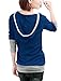 Allegra K Women Layered Tops Splicing Drawstring Hooded Tunic Shirt, Blue, Medium / US 10