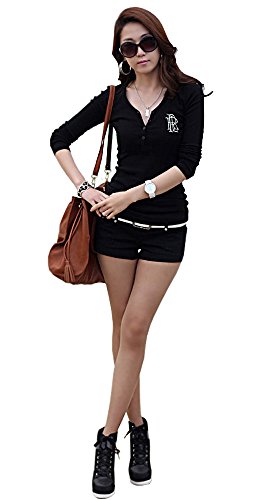 Vネック 長袖Tシャツ シンプル エンブレム トレーナー キュート エレガンス カジュアル レディース 秋物 冬物 可愛いスカーフ付き R445