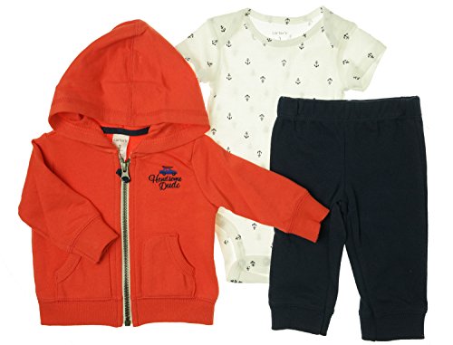 Carter's Baby Boys' 3 Piece Striped Hoodie Set (Baby) - Navy