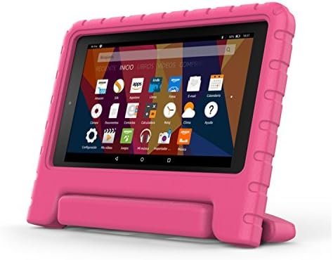 Silanwo Pink Kiddie Case Cover Light Weight Shock Proof Convertible Handle for Kindle Fire HDX 7" 2013 Model