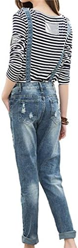 Fashion Women's Vintage Fitted Patches Hole Jeans Jumpsuit Small