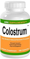 Colostrum 180 Capsules Bovine Pre-Milk Protein Muscle 800mg serving KRK SUPPLEMENTS
