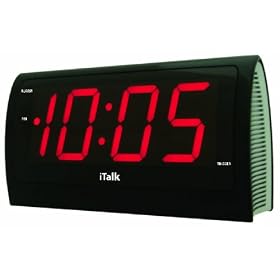 iTalk Clock with Voice Command Response LED Alarm Clock #97050-BK
