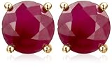  : 18k Yellow Gold Overlay Sterling Silver 5mm Ruby Stud Earrings