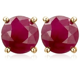 18k Yellow Gold Overlay Sterling Silver 5mm Ruby Stud Earrings by Amazon.com Collection