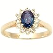 14K Yellow Gold Sapphire and Diamond Ring