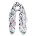 Elegant Viscose Artistic Floral Print Fashion Scarf Wrap, Off White