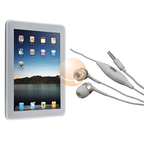 Clear White Silicone Skin Case + Stereo Headset with Bulit in Microphone and Click / Hold Button for Apple iPad 16GB / 32GB / 64GB 41HLbnzktFL Clear White Silicone Skin Case + Stereo Headset with Bulit in Microphone and Click / Hold Button for Apple iPad 16GB / 32GB / 64GB
