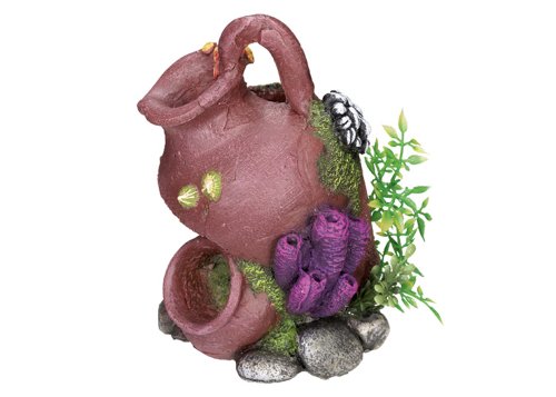 Aquarium Dekoration Aqua Ornaments \"KRUG\" mit Pflanzen; L11 x B11 x H14,7 cm Preisvergleich