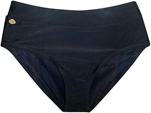 It Figures! High Waist Bikini Briefs Swimsuit Bottoms (12, Black)