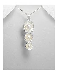 Fresh Water Pearls Pendant Necklace In 92.5 Sterling Silver