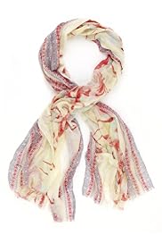 Indigo Collection Lightweight Flamingo Border Print Scarf