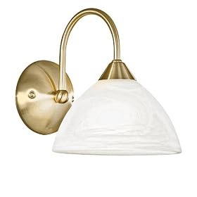 Eglo 83018A Lord 1 Light Chandelier Fixture, Brass Coated Alabaster