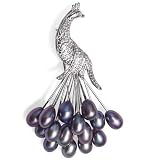 Bling Jewelry Designer Inspired Clustered White Freshwater Pearl Peacock Brooch Pin