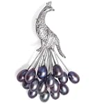 Bling Jewelry Designer Inspired Clustered White Freshwater Pearl Peacock Brooch Pin