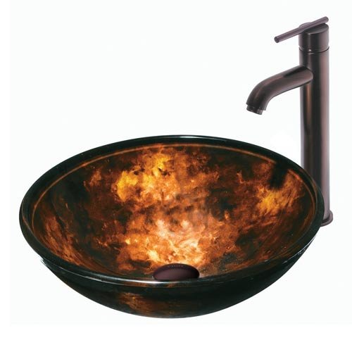 Vigo Brown & Gold Fusion Glass Vessel Sink & Faucet Set On Sale