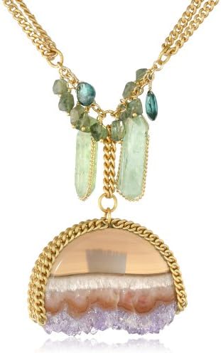 Annie Hammer Jewelry Amethyst Stalactite, Green Kyanite and Apatite Necklace, 15"