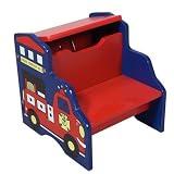 Gift Mark Fire Engine Step Stool with Storage