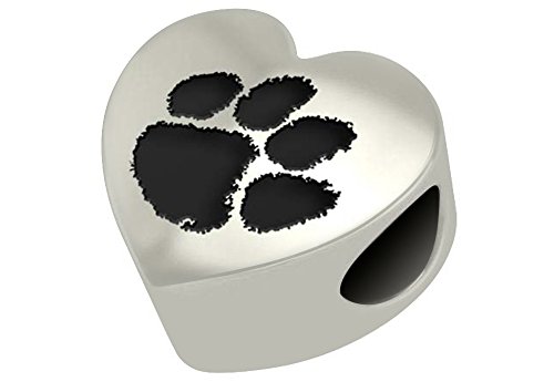 Clemson Tigers Sterling Silver Heart Bead Fits Most European Style Beaded Charm Bracelets