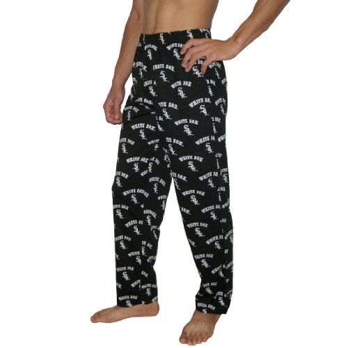 Mens MLB Chicago White Sox Cotton Thermal Sleepwear / Pajama Pants - Black & White (Size: XL)
