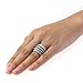 Rhodium Plated Sterling Silver Right Hand Stackable 3 Rings In The Back by Hinges with CZ ( Size 5 to 9)