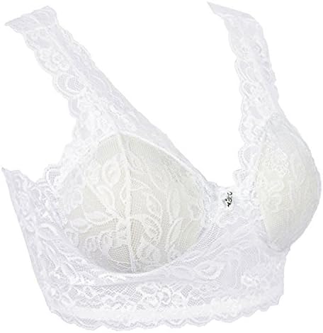 Hikwi Womens Lady Sexy Comfy Lace Vest Sleep Leisure Padded Bra Bralette Intimates (L, White)