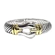 Antique Silver And Gold Metal Textured Bangle Bracelet