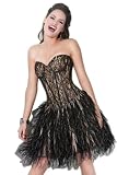 Jovani 171371, Lace and feather corset short dress