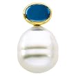 14K Yellow Gold Paspaley South Sea Cultured Pearl and London Blue Topaz Earrings - 12.00mm