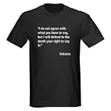 Voltaire Free Speech Quote Front Humor Dark T-Shirt