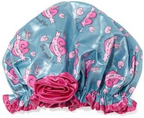 Bella IL Fiore Love Bird Bath Diva Shower Cap with Pink Flower