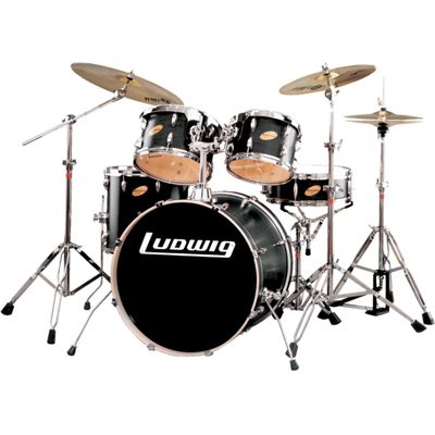 Ludwig Lr1315l316 Accent Custom 5-piece Black Natural Satin Drum Set with Hardware
