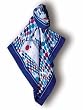 Hemmed Scarf- Sea of Circles Color Blue