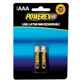 Powerex AAA HEAVY-DUTY 1000mAh Rechargeable NiMH Batteries - 2 Batteries Per Pack