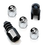 Chrysler PT Cruiser Black Logo Theft Deterrent Chrome Tire Stem Valve Caps by Chrysler